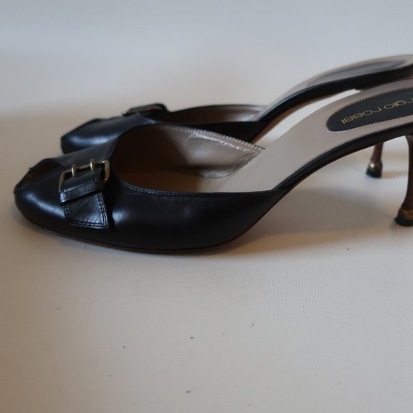 SERGIO ROSSI SLIP-ON PEEP TOE HEEL SANDAL 40 US/11 - Picture 4 of 9